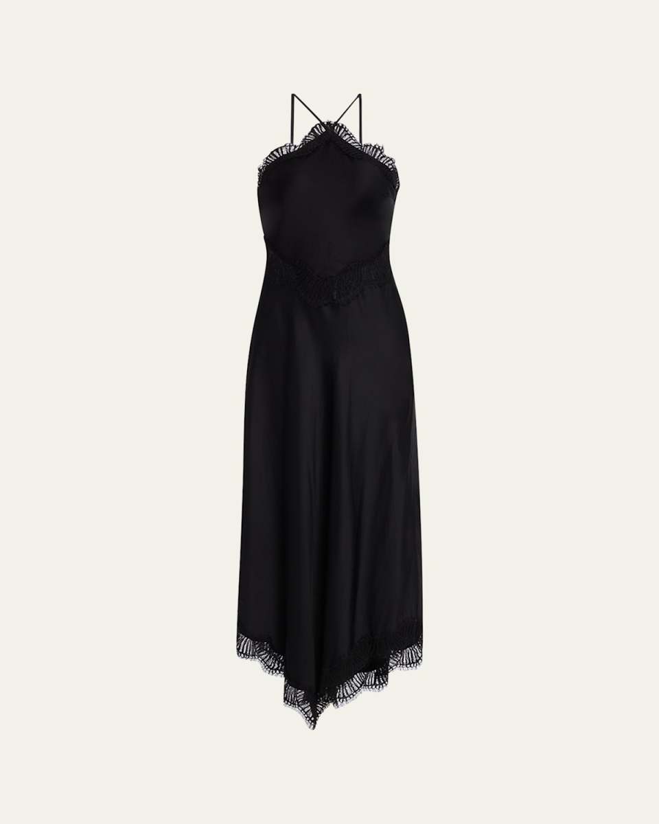 Lucia Lace Satin Halter Midi Dress